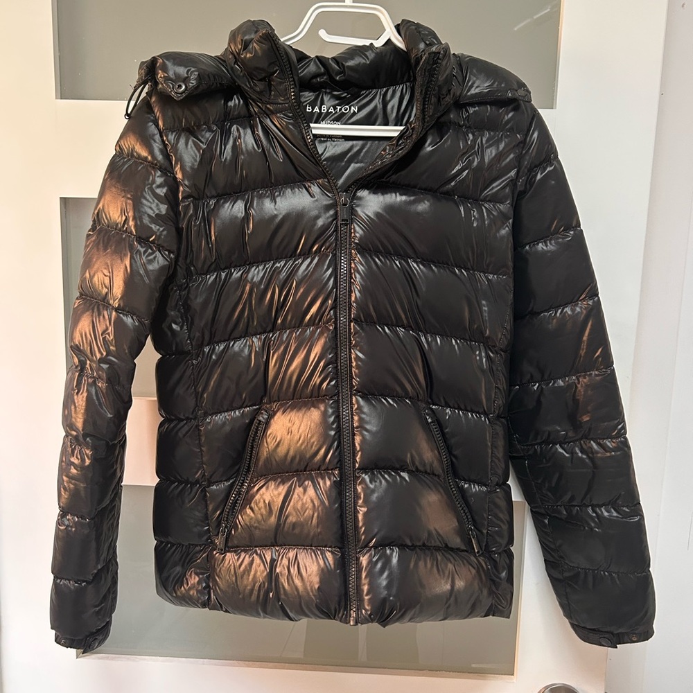 Aritzia Shiny charcoal Puffer Jacket